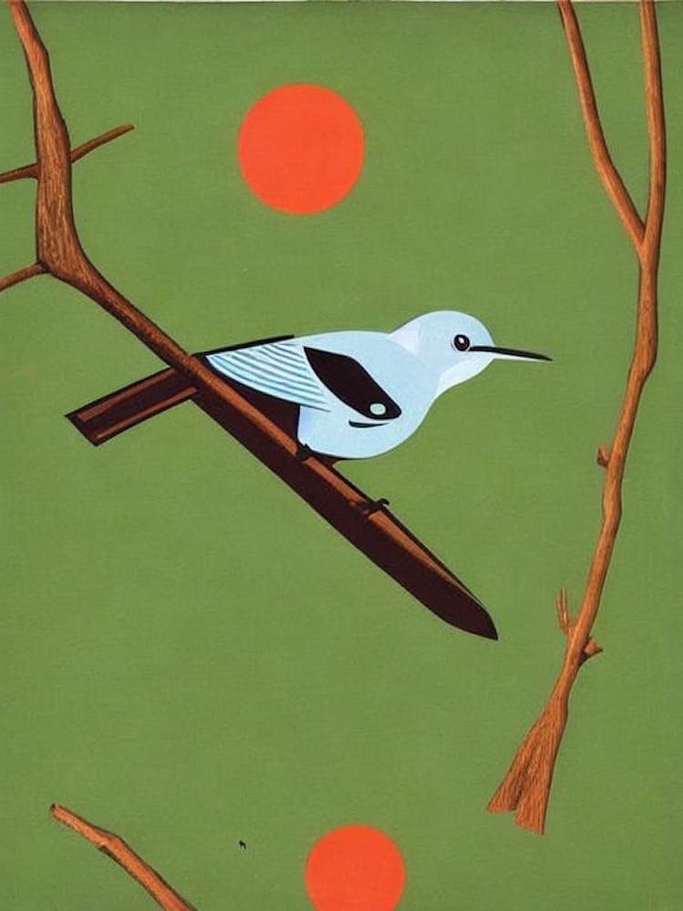 Mockingbird Midcentury Illustration Bird