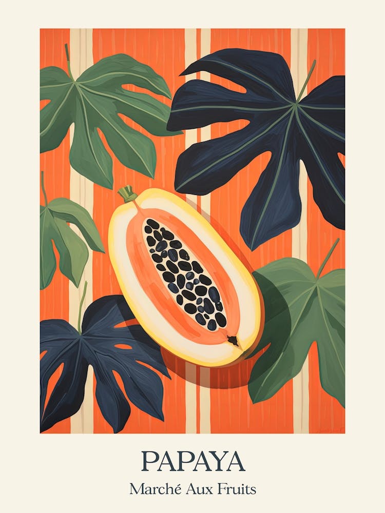 Marche Aux Fruits Papaya Fruit Summer Illustration 7