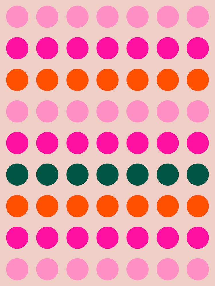 Colorful Mid Century Modern Geometric Dots Pink & Orange