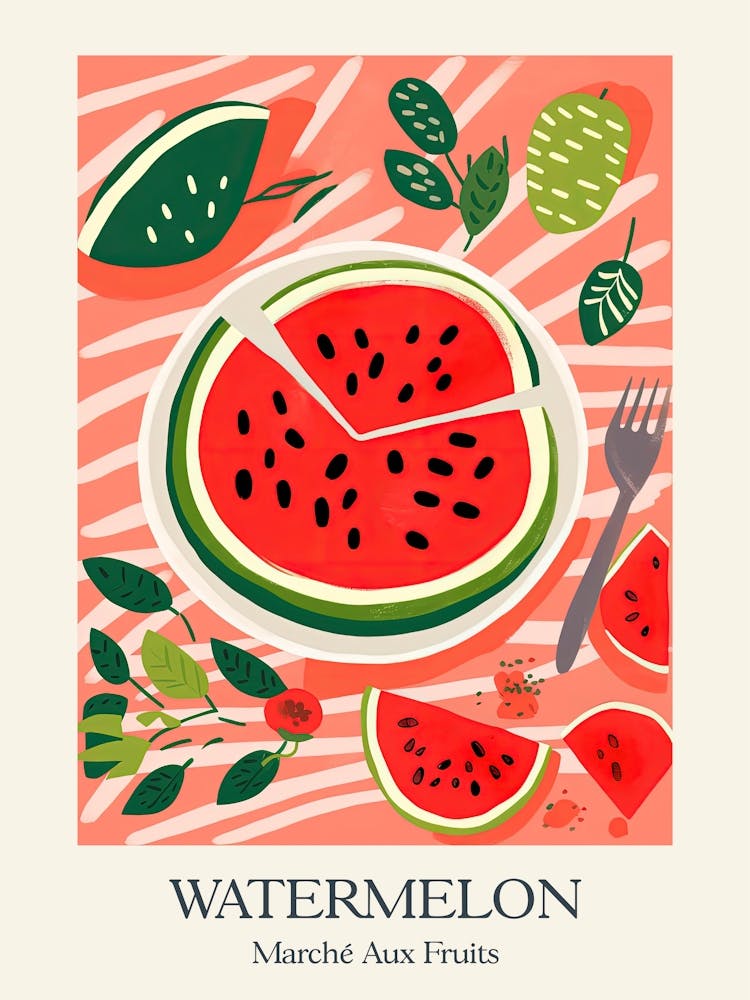 Marche Aux Fruits Wassermelone Frucht Sommer Illustration 2