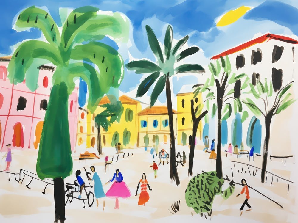 Palermo Italy Cute Watercolour Illustration 1