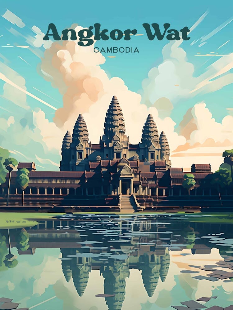 Angkor Wat Cambodge 1 Affiche de Voyage 3 4 Redimensionné