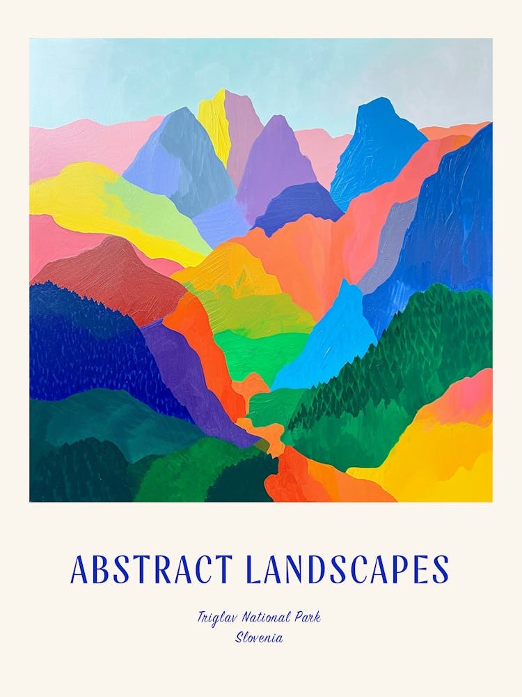 Colourful Abstract Triglav National Park Slovenia 4 Poster Blue