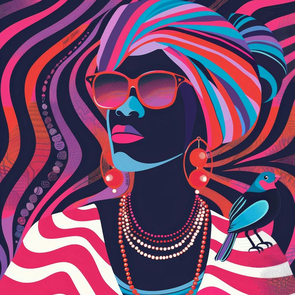 African Woman With Bird 4