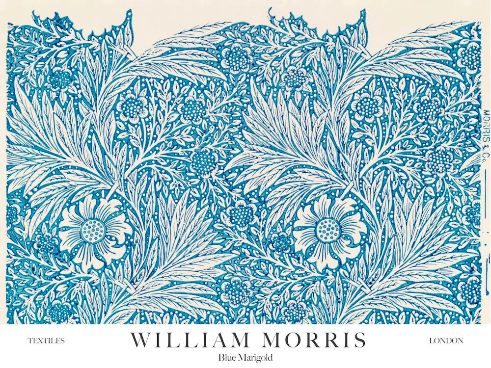 William Morris Prints Blue Marigold Original Landscapes Landscape Botanical Vintage