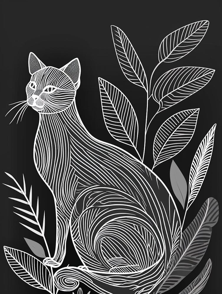 Bombay Cat Minimalist Illustration 3