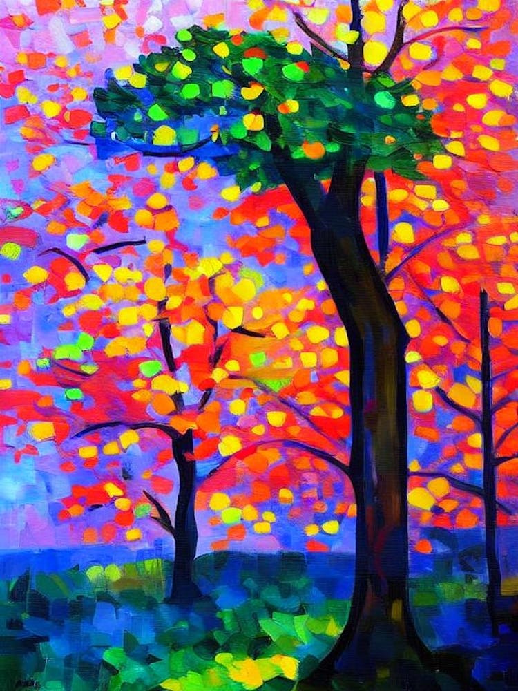 Golden Raintree Tree Cubist