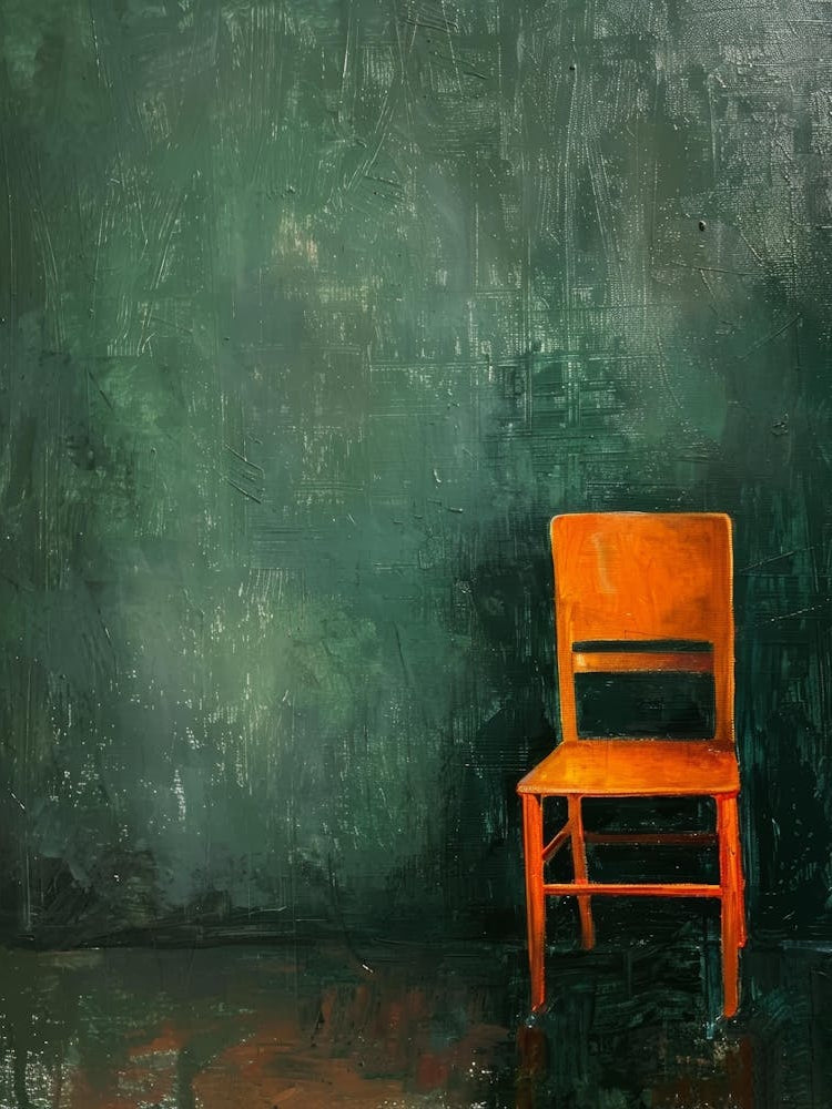 Orange Chair In A Green Room