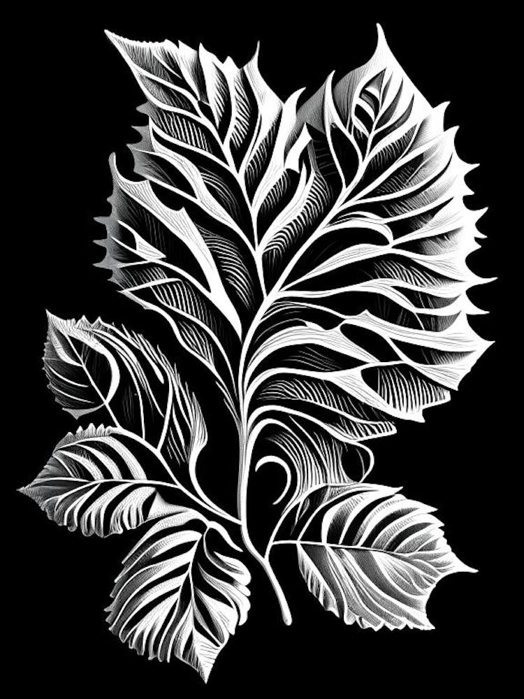 Damiana Leaf Linocut