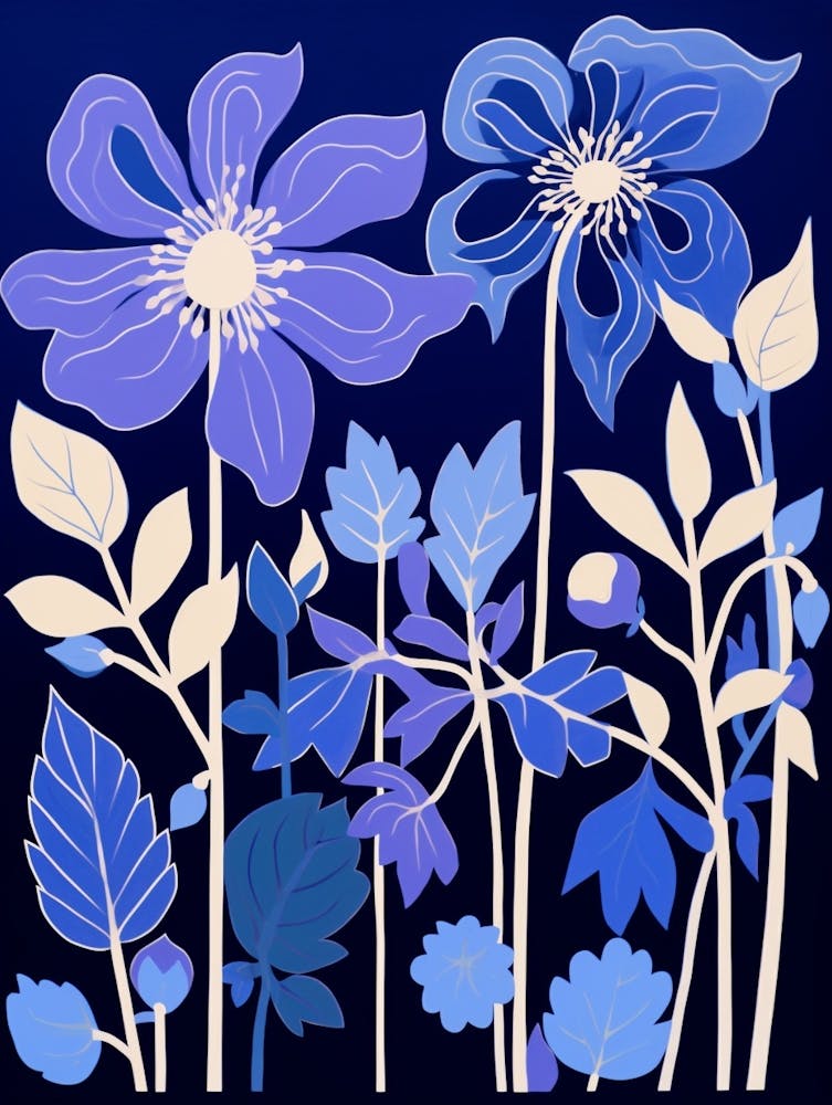 Blue Flower Illustration Columbine 3