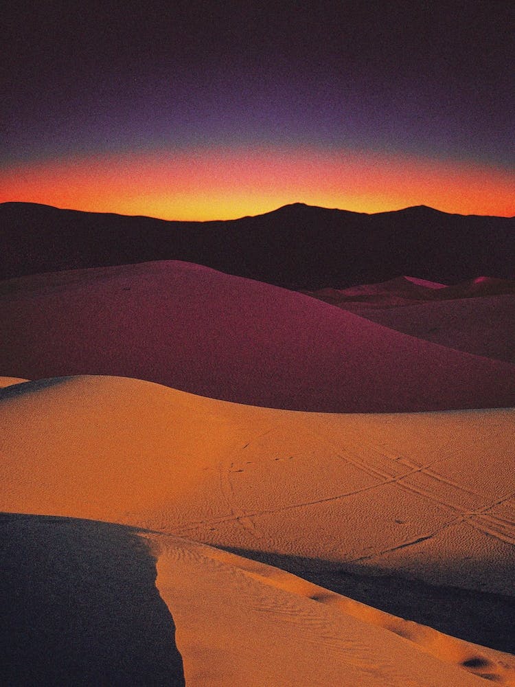 Retro Sunset At Sahara Desert