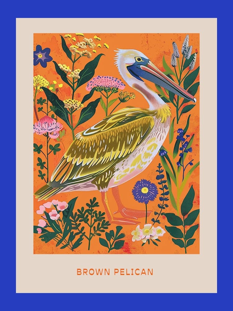 Spring Birds Poster Brown Pelican 2
