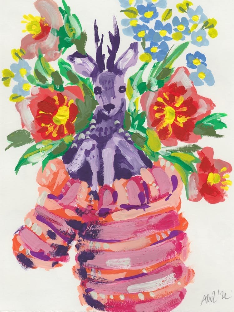 Deer In A Glove, red