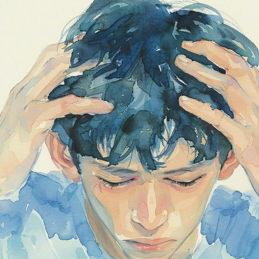 Boy Holding His Head