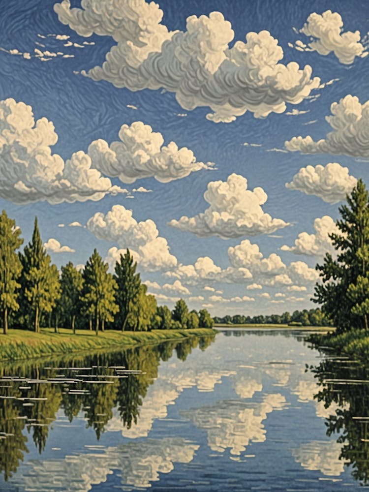 Nuages Reflétés Dans Une Rivière