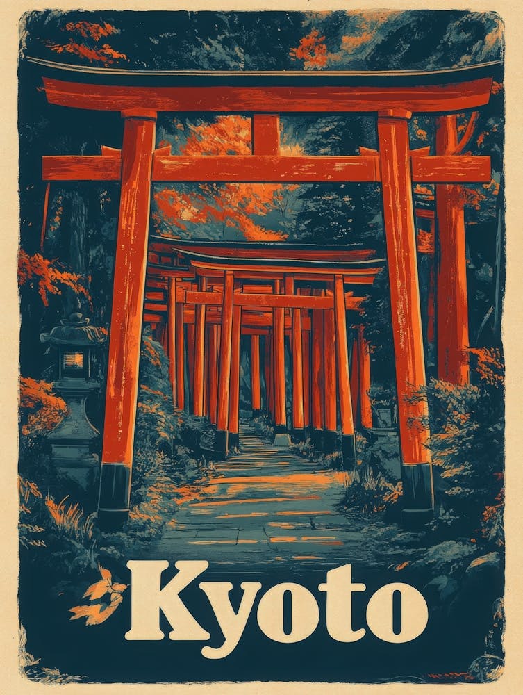 Aihrgdesign A Vintage Travel Poster Of Kyoto 4