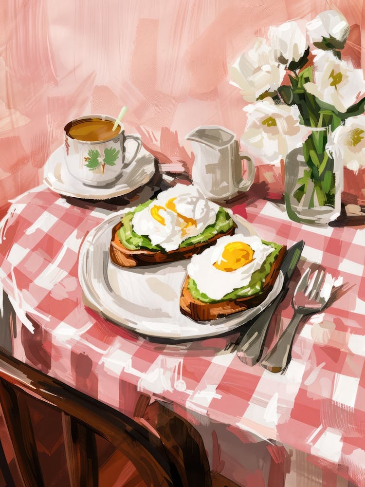 Pink Breakfast Food Poached Eggs 2