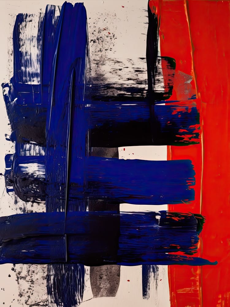 Blue And Red Brush Strokes Abstract 3