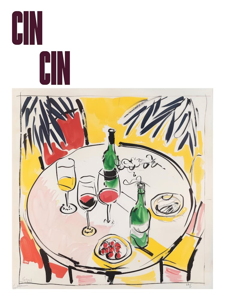 Cin Cin Poster Wine Lunch Matisse Style 1