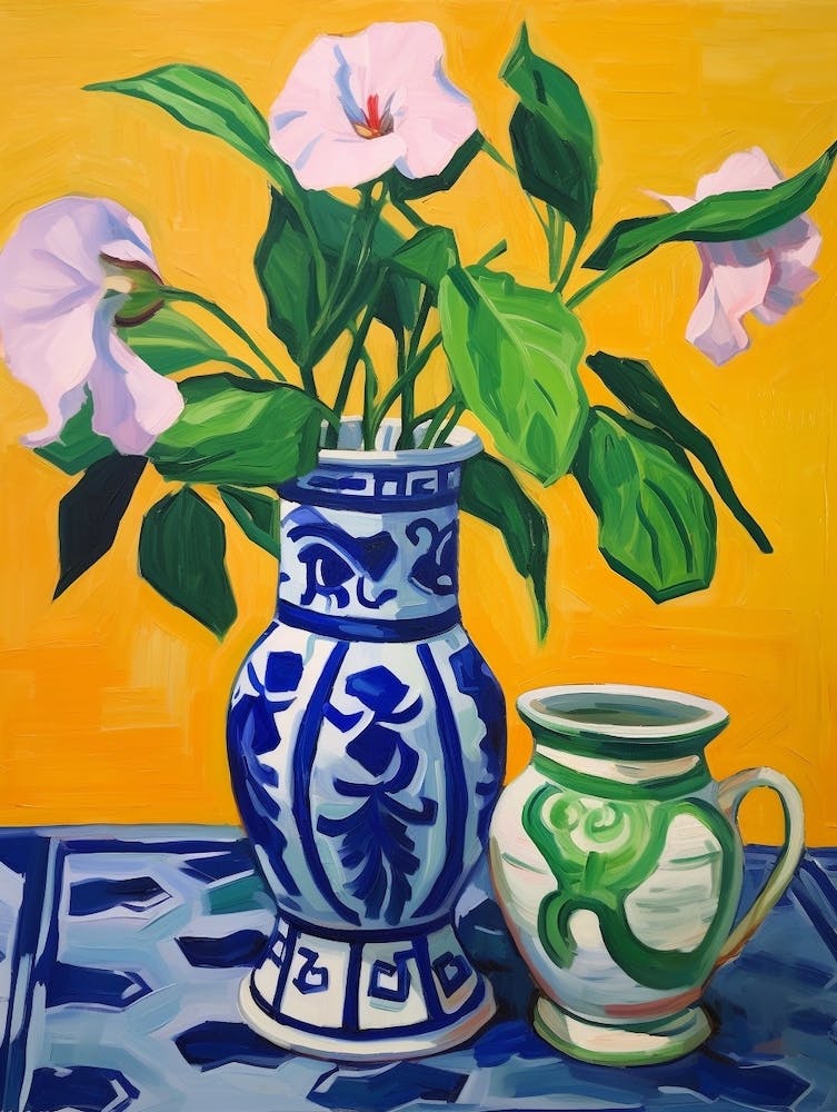Flowers In A Vase Still Life Painting Periwinkle 4