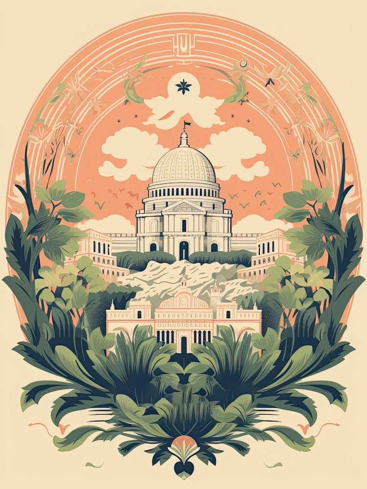 The National Congress Of Brazil   Brasília, Brazil   Cute Botanical Illustration Travel 1