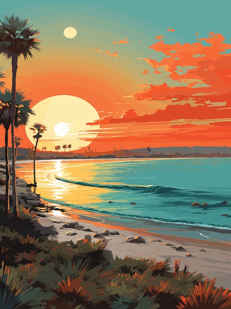 Coronado Beach San Diego California, Vibrant Painting 1