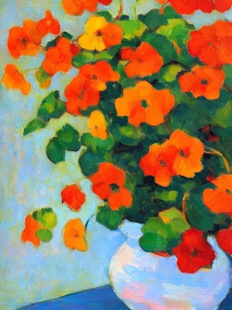 Nasturtium Floral Abstract Block Colour 1 Flower