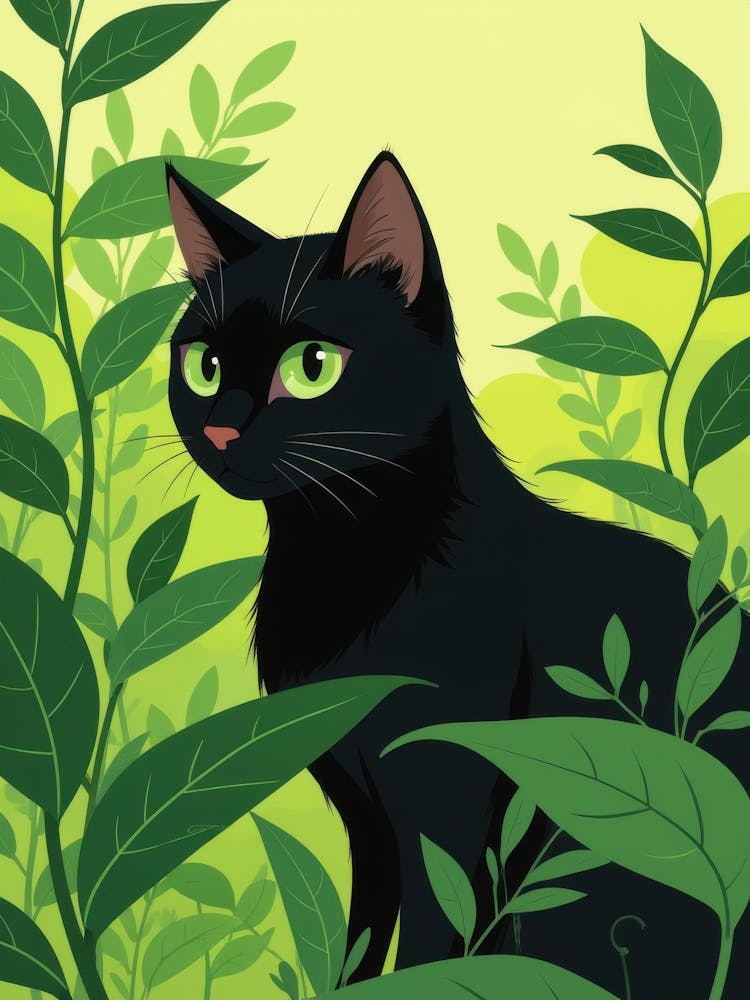 Black Cat In The Forest