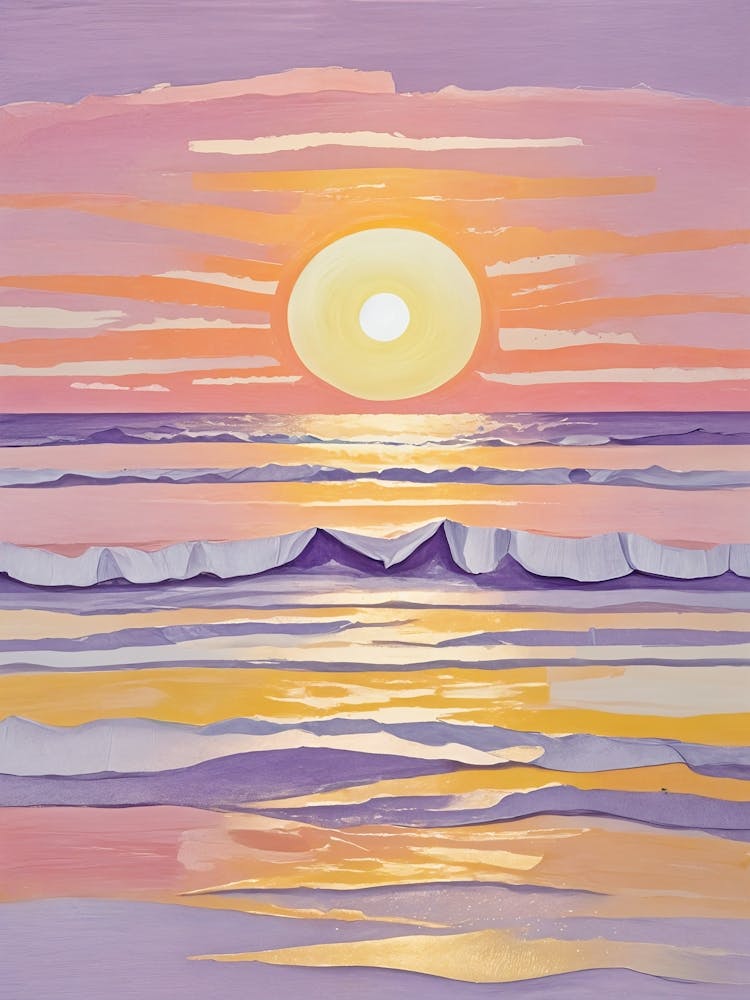 Sunset At The Beach In Lilac And Yellow no1