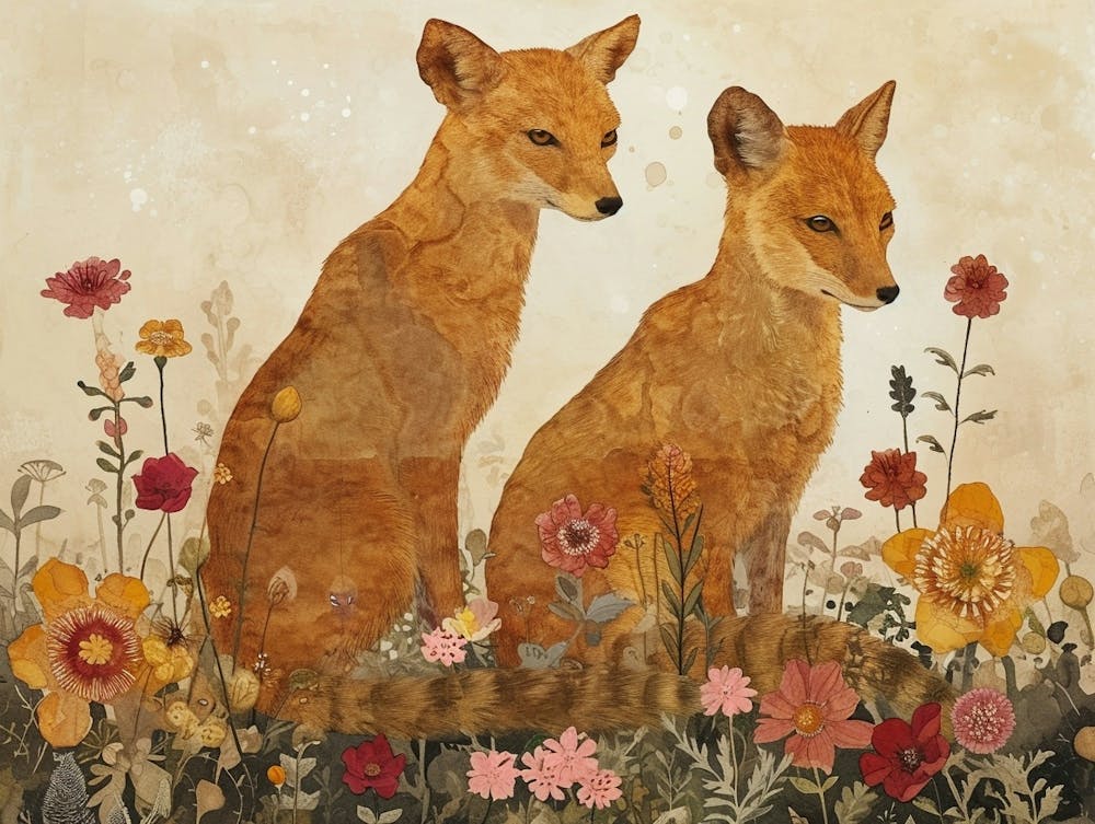 Illustration Florale Animalière Chacal 3