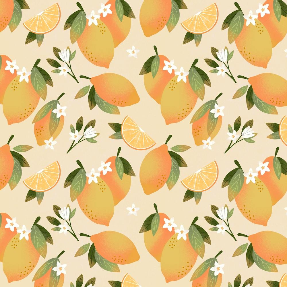 Summer Lemon Pattern Square