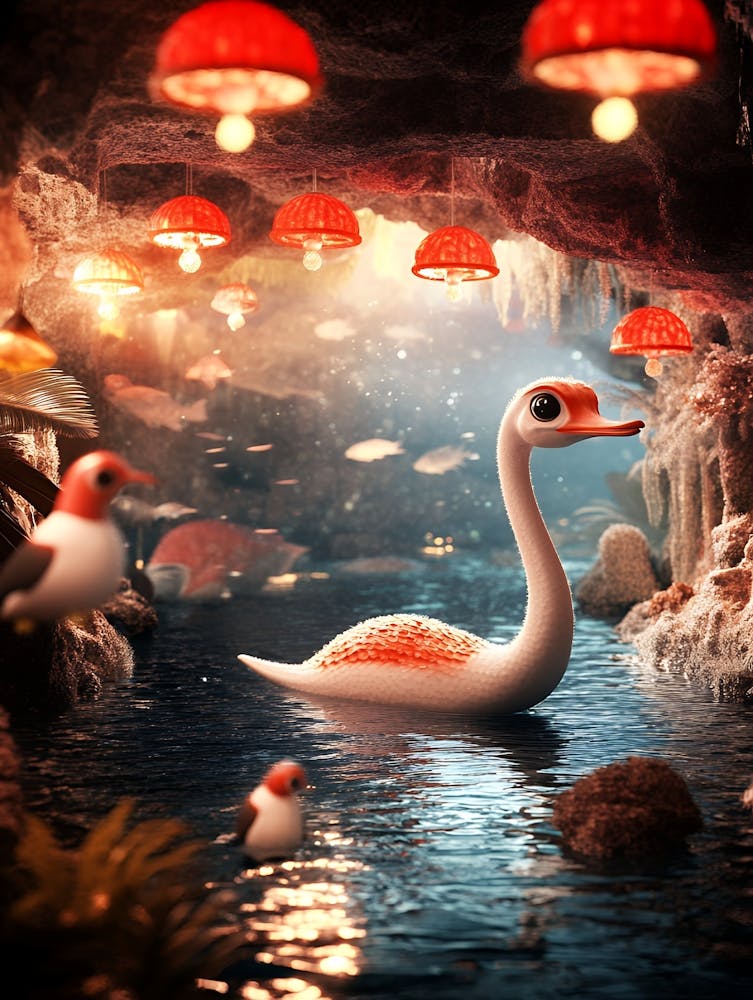 Cygne Dans Une Grotte