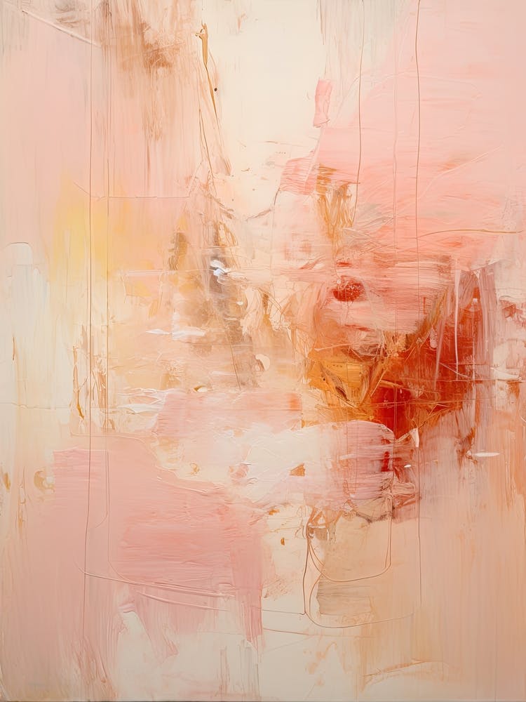 Pink And Orange, Abstract Raw Painting 1