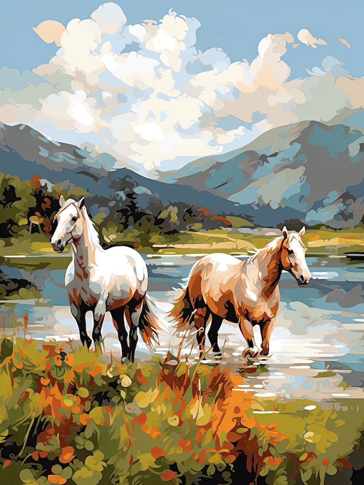 Horses Painting In Lake District, England 3