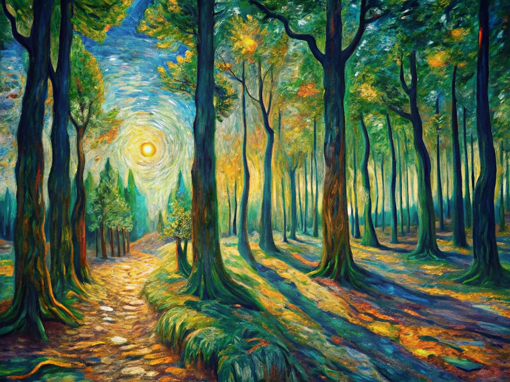 In A Van Gogh A Forest Clearing With Sunlight St