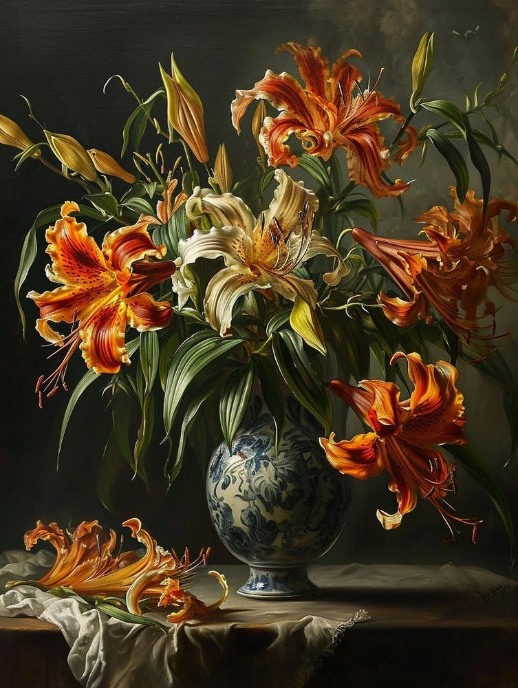 Baroque Floral Still Life Gloriosa Lily 4