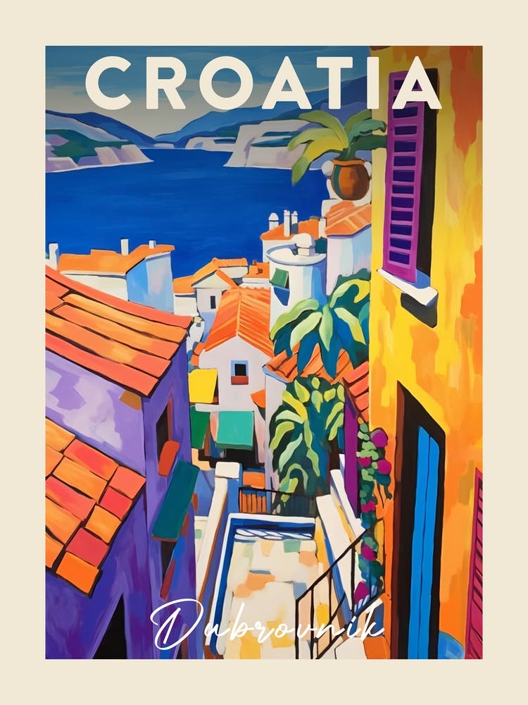 Dubrovnik Croatia 3 Fauvist Painting  Travel Poster
