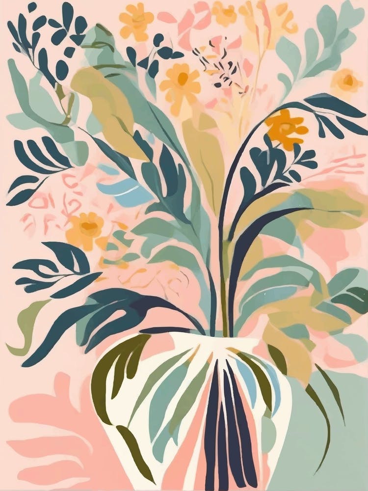 Pink painting Flowers In A Vase