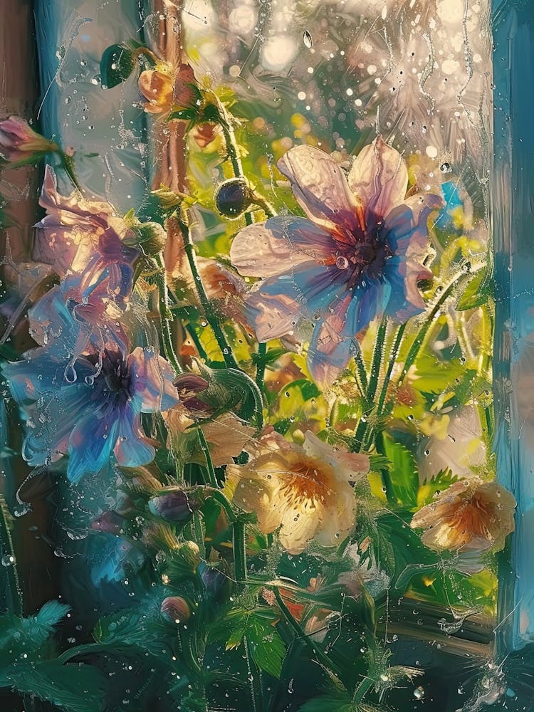 Anemone Flowers On A Cottage Window 4