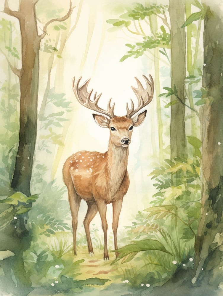 Storybook Animal Watercolour Elk 2