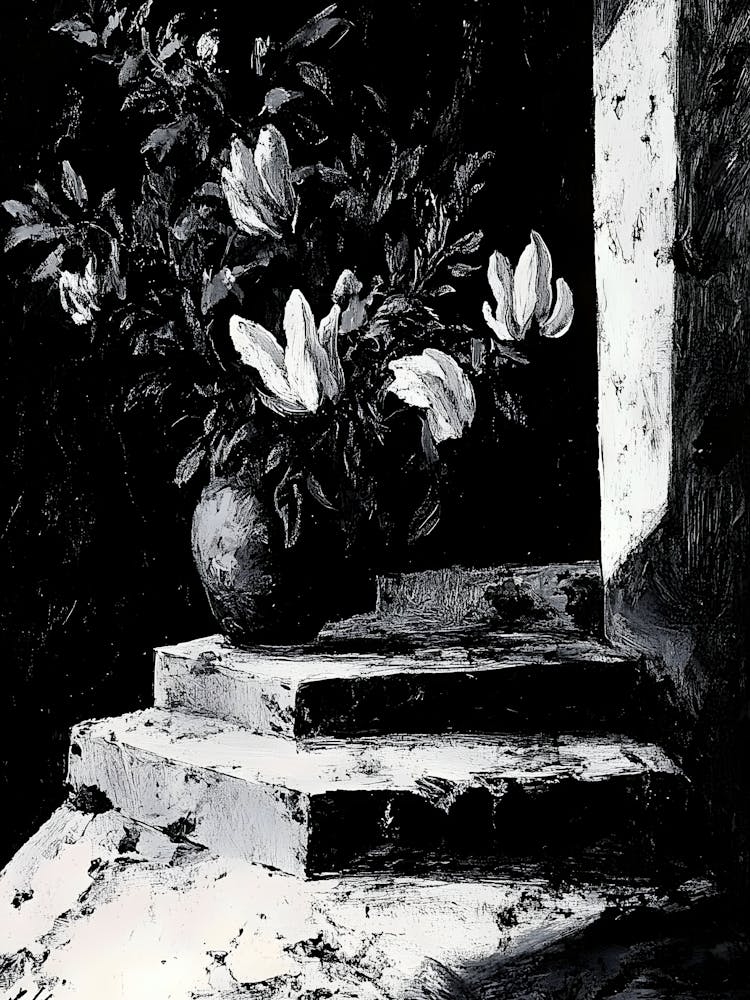 Dark Gothic Magnolias In A Vase