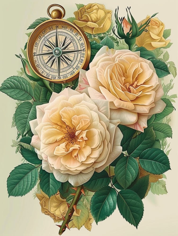 English Roses Painting Rose With A Compass 1