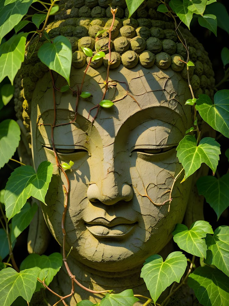Buddha Head With Ivy