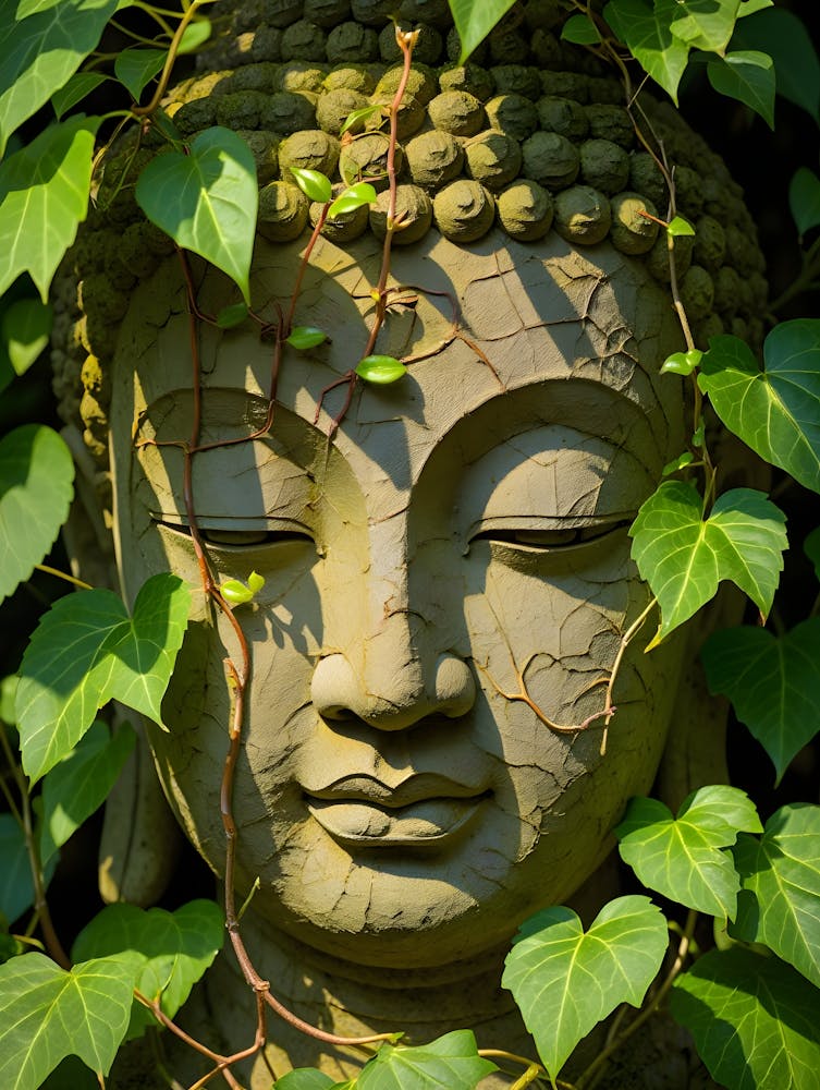 Buddha Head With Ivy