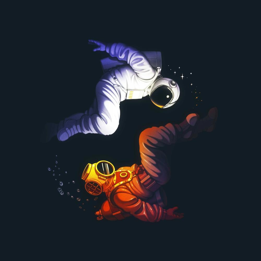 Yin Yang Astronaut Scuba Square