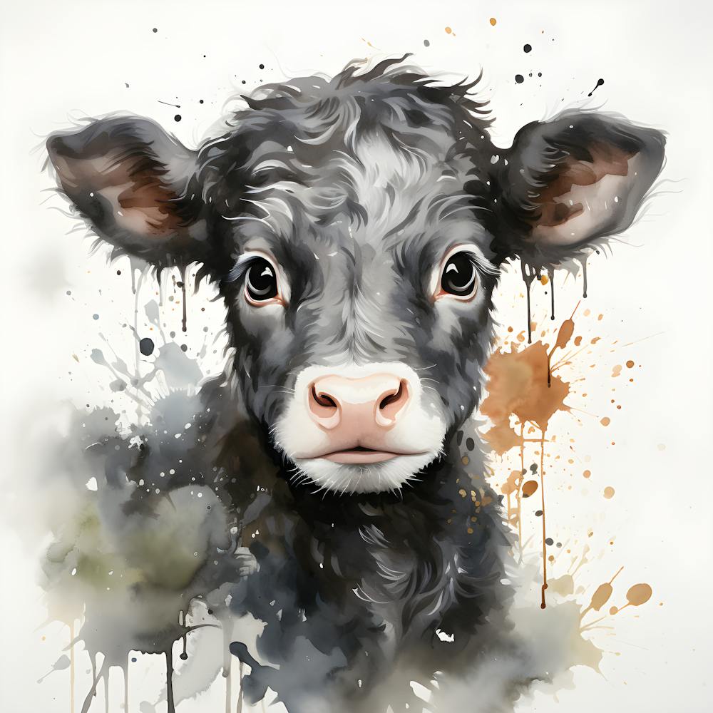 Ethereal Bovine Watercolor Elegance