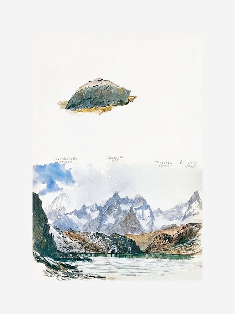View Of Four Mountains From The Gorner Grat, Rock From Splendid Mountain Watercolor, John Singer Sargent