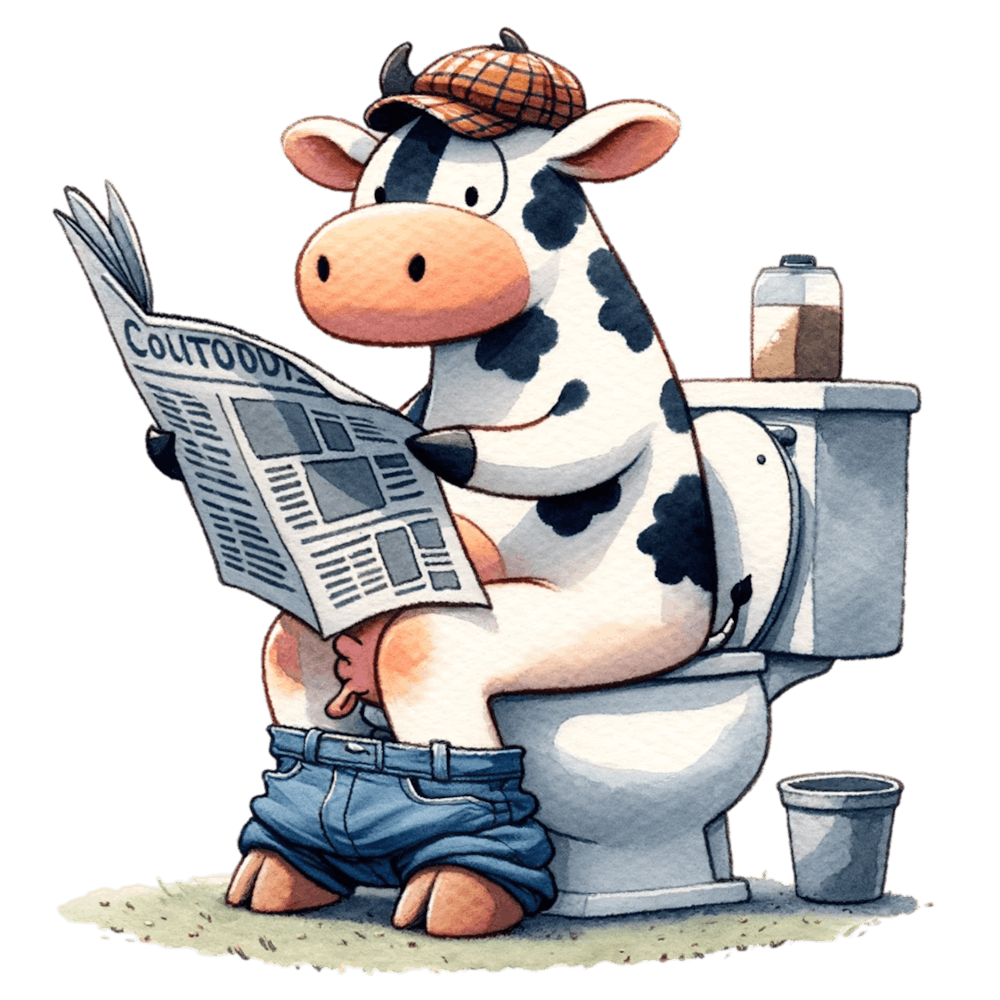 Cow Reading Newspaper