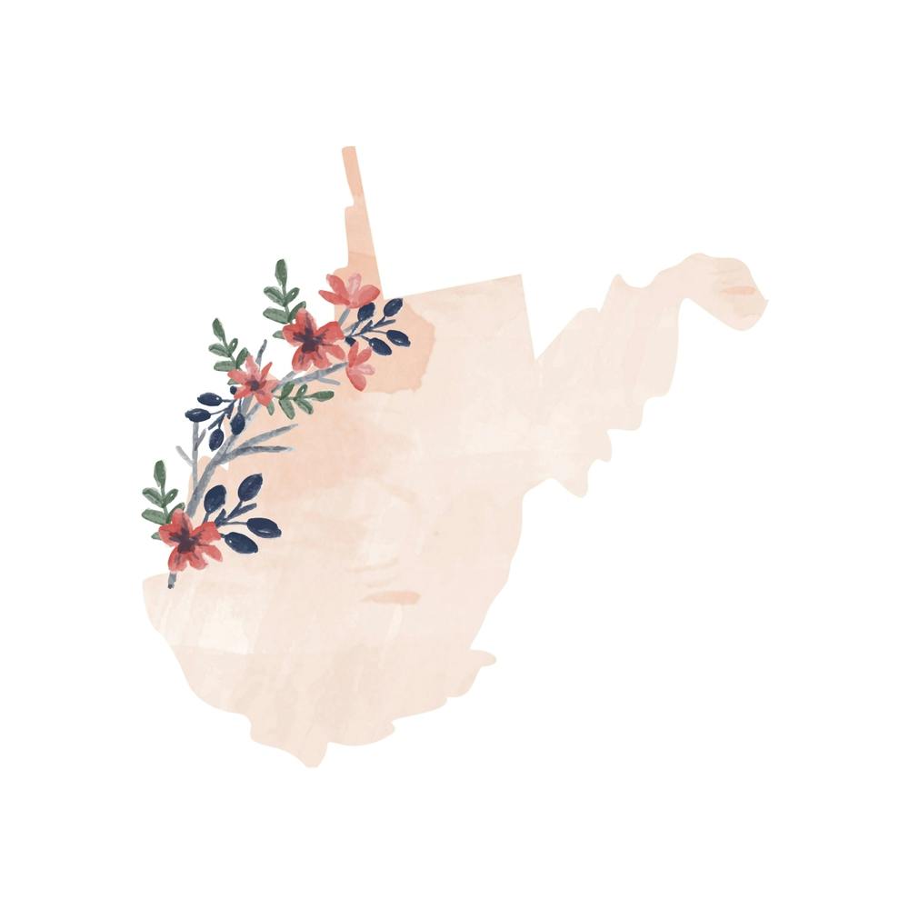 West Virginia Watercolor Floral State