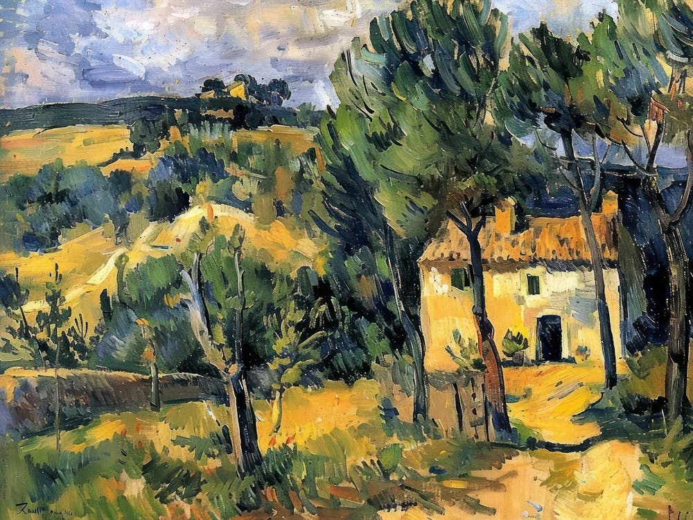 Rural Rhapsody Painting Inspired By Paul Cezanne